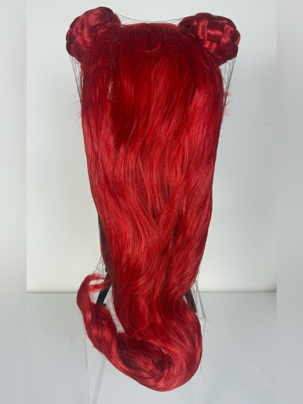 Red Princess Wavy Long Wig w/ Braided Buns Curly Cosplay Costume 🔥 - Picture 6 of 14